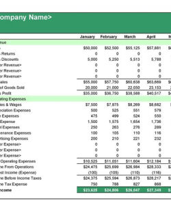 6 Month Income Statement Template