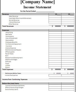Annual Income and Expense Statement Template