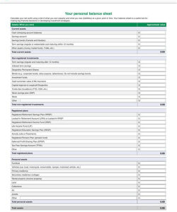 Asset and Liability Statement Template UK