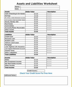 Asset Liability Statement Template Free